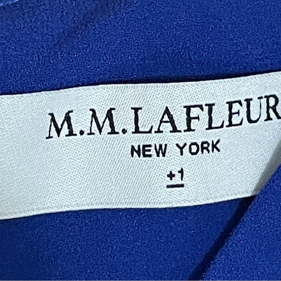 M.M. LaFleur Blue Taylor Dress Women’s +1 Twist Knot Front Pocket Office Chic - Picture 8 of 9